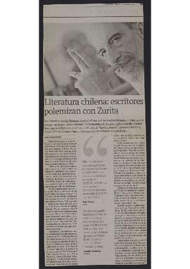 Artículo "Literatura chilena: escritores polemizan con Zurita" de La Tercera