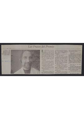 Artículo "Las Frases del Premio" por Diario El Mercurio