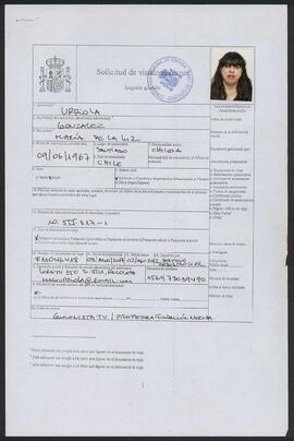 Solicitud de visa nacional de Malú Urriola