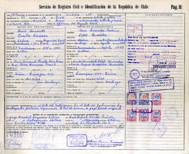 Registro de matrimonio de Raúl Zurita y Diamela Eltit