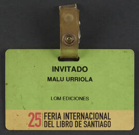 Credencial 25ª Feria Internacional del Libro de Santiago