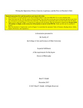 Writing the Opposition: Power, Coercion, Legitimacy and the Press in Pinochet's Chile. Tesis