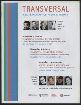 Afiche "Transversal: a latin american poetry lab at Harvard"