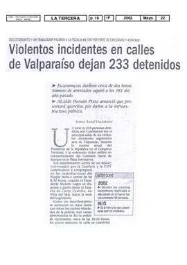 Violentos incidentes en calles de Valparaíso dejan 233 detenidos. Opinión
