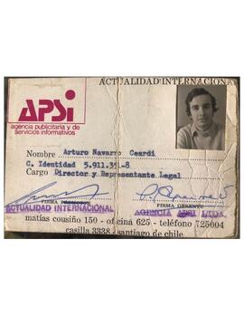 Arturo Navarro Ceardi. Credencial APSI