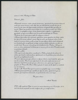 Carta de Malú Urriola a Julio