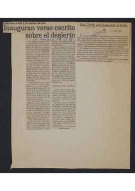 Artículos "Inauguran verso escrito sobre el desierto" de Diario La Nación