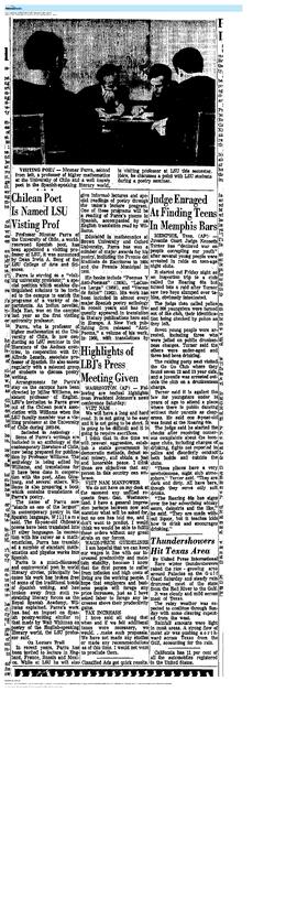 Artículo "Chilean Poet Is Named LSU Visiting Prof" de The Times-Picayune/The New Orleans Advocate
