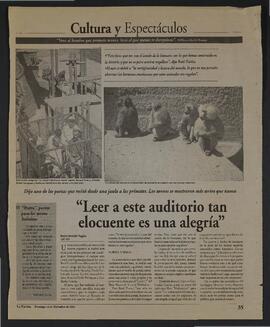 “Leer a este auditorio tan elocuente es una alegría”, La Nación