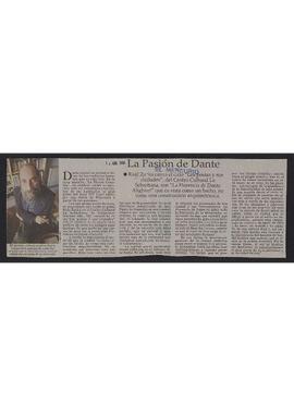 Artículo "La Pasión de Dante" de Diario El Mercurio