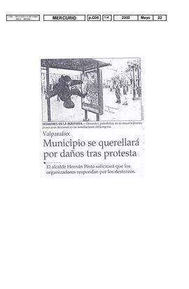 Valparaíso: Municipio se querellará por daños tras protesta. Opinión