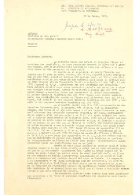 Carta de Raúl Zurita a la Comisión de Reglamento de la Universidad Santa María