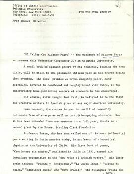 Presentación de "El Taller con Nicanor Parra"