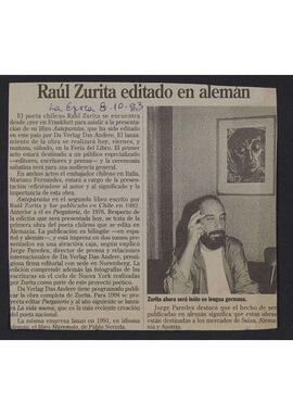 Artículo "Raúl Zurita editado en alemán" de Diario La Época