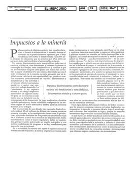 Impuestos a la minería. Opinión