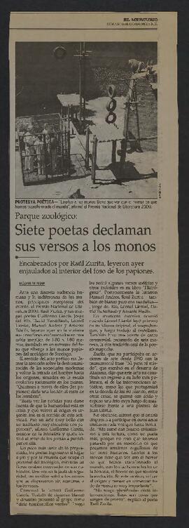 "Parque zoológico: Siete poetas declaman sus versos a los monos"